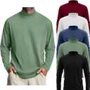 5 Pack Mens Big and Tall Mock Turtleneck Long Sleeve Shirts Plus Size Basic Casual Thermal Pullover Tops (4X-Large, Black, White, Wine Red, Gray Green, Haze Blue)