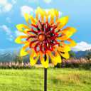 Sunflower Wind Spinners, 360 Degrees Swivel Metal Wind Sculptures, 62" Garden Pinwheels for Yard Lawn Patio Decor