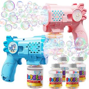 EagleStone Bubble Guns Machine for Toddlers, Automatic Light Up Bubble Blower with 4 Pre-Filled Bubble Solution, 10,000 Bubbles/Minute, Outdoor, Birthday, Easter, for Boys and Girls 3+