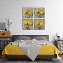 HJY Art Yellow Tulip Wall Art, 4pcs Framed Canvas Prints, 12x12 inches, Rustic Floral Theme, Multi-room Wall Decor (Yellow gray and black)