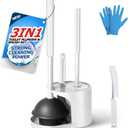 FORASTO 3 in 1 Toilet Brush and Plunger Set,Toilet Bowl Brush Plunger Set,Toilet Brush Plunger Combo,Cleaning Brush,Cleaning Supplies, Crevice Cleaning Brush, Bathroom Cleaning Tools, White