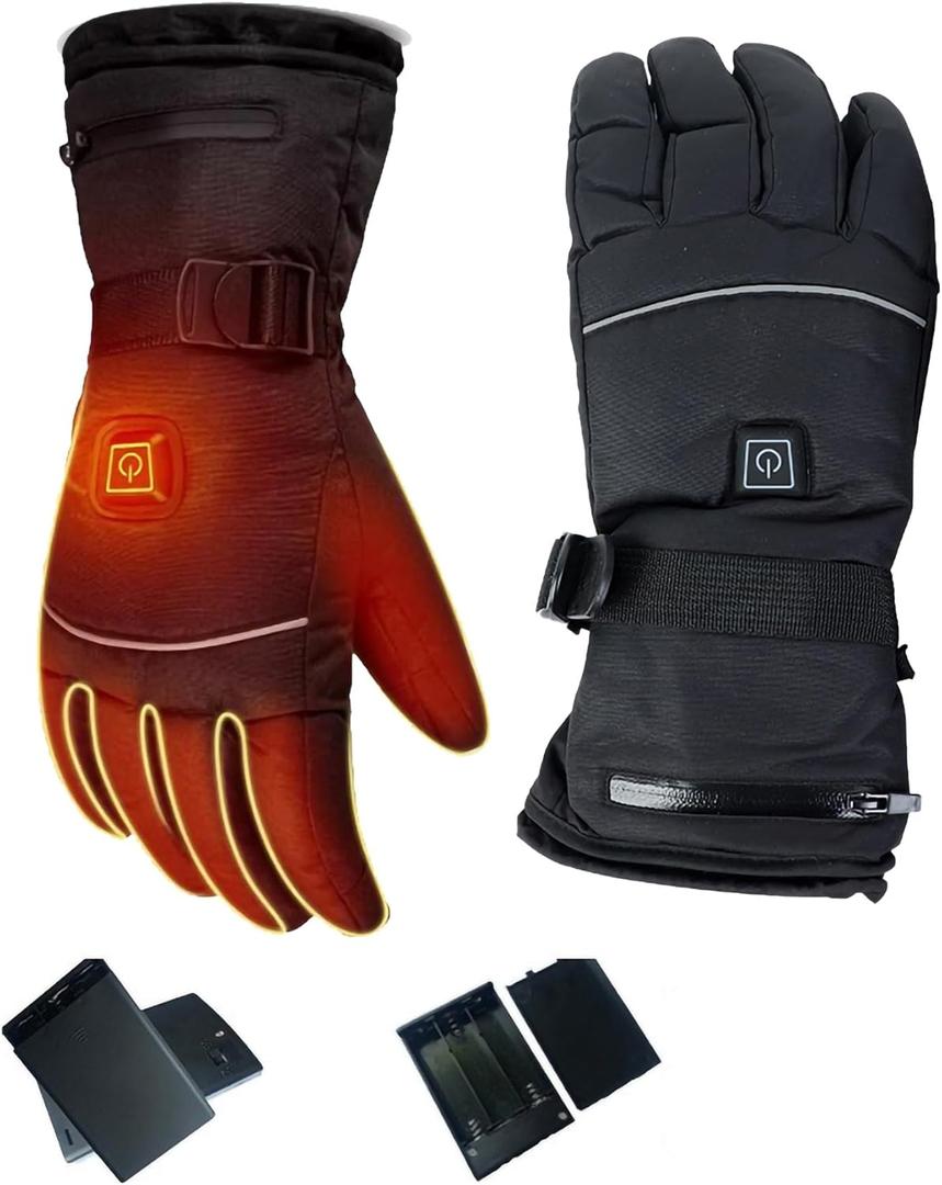 Heated Glove Liners, Heated Gloves Winter Sport Outdoor Thermal Insulate, Rechargeable Heated Gloves with Touchscreen, Men and Women Gloves Hand Warmer for Sports Hunting Cycling Hiking Fishing (Colo (Large, Glove+Battery Box)