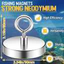 Super Strong Magnets, 1000 lbs (453 KG) Pulling Power Fishing Magnets, Large Magnet for Retrieving Items in Lake and Beach, Security Tags Removal Tool, 3.54 inch (90mm) Diameter