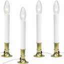 4 Pack Electric Christmas Window CandlesGold Base with 7W C26 Bulbs, Dusk-to-Dawn Auto Sensor, Turns On in Dark - Off in Light