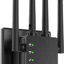 WiFi Extender Signal Booster for Home, WiFi Extender, Long Range up to 12880 Sq Ft and 105 Devices, Internet Extender WiFi Booster, WiFi Repeater with Ethernet Port, Signal Booster(Black)