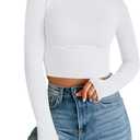Trendy Queen Womens Long Sleeve Crop Tops Basic Slim Fitted Shirts Fashion 2025 Going Out Y2k Tops Teen Girl Clothes (X-Large, White)