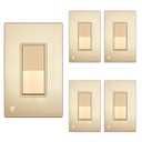 ENERLITES Elite Series Decorator Light Switch with Brushed Screwless Wall Plate, Single Pole, 3 Wire, Grounding Screw, Residential Grade, 15A 120V, UL Listed, 91150-GDWBP5P, Brushed Gold (5 Pack)