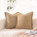 Corduroy Black Throw Pillow Covers Set of 2 Striped Boho Decorative with Edge Design,Super Soft Throw Pillow Cushion Covers for Couch Sofa Living Room Solid Square 1616inch/40cm40cm