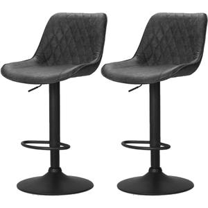 Artiss Bar Stools Stool Set of 2 Kitchen Counter Barstools Dining Chair Chairs Leather Black in 60-80cm Seat Height Floor for Home Bar Dining Room Cafe Outdoor Indoor