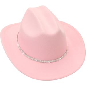 Kids Cowboy Hat for Girls Boys Western Cowgirl Hat for Kid with Buckle Belt Unisex Wide Brim Fedora Hat (Medium)