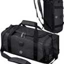 Gym Duffle Bag Backpack Waterproof Sports Duffel Bags Travel Weekender Bag for Men Women Overnight Bag with Shoes Compartment Black-Perfect Fathers Day Gifts for Dad/Men/Husband