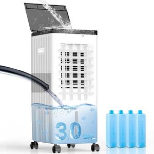 Portable Air Conditioners, Swamp Cooler, Evaporative Air Cooler, Cooling Up to 20H, Windowless Portable Air Conditioners with 4 Ice Pack, Ac Unit for Room Kitchen Bedroom Garage Pets(3.1GAL)