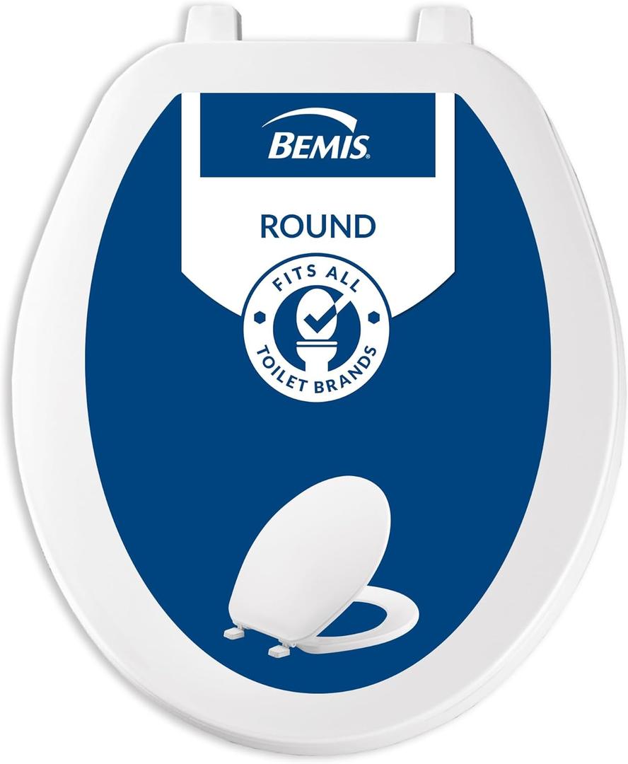 Bemis 70 Durable Plastic Toilet Seat, Round, White