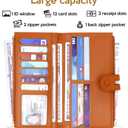 2 x Slim Wallets for Women PU Leather Card Holder Wallet Large Capacity Bifold Clutch Wallet with Double Zipper Pocket (Orange)