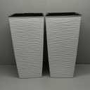 Janska EverGreen White, M-Resin, Indoor/Outdoor Planter with Built-In Drainage, 2-Piece Duo Set, Large, 3.4 Gallon, 11"x11"x23"