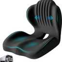 Memory Foam Seat Cushion with Lumbar Support Pillow for Truck Driver, Ergonomic L-Shaped Car Seat Cushion for Tailbone Pressure Relief, Non-Slip Chair Pad for Long Driving, Black