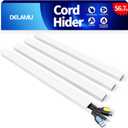 Delamu 56.7in Cord Hider, Wire Covers for 3-4 Cords on Wall, Premium Cable Hider Cord Covers for Wires, Paintable Cable Management Wire Hiders for TV, Cable Cover Raceway Kit, W1.18x H0.6in, White