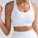 RUNNING GIRL Sports Bra for Women High Support, Molded Cup High Impact Sports Bras with Sewn in Pads Strappy Running Bra (White, M)