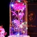 Beferr Mothers Day Rose Gifts for Mom Galaxy Glass Roses Preserved Forever Flowers for Delivery Light Up Rose in Glass Dome Anniversary Birthday Gifts for Women Grandma Wife Her Daughter Friend Pink
