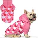 EXPAWLORER Valentine's Day Dog Hoodie,Soft and Warm Dog Sweater,Winter Autumn Fleece Sweatshirt with Cute Heart Pattern,Pet Clothes Outfits for Puppy,Cat, Medium Dogs (Pink(Love Pattern))