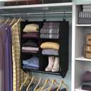 ClosetMaid 6-Shelf Fabric Hanging Closet Organizer with Garment Rod for Shirts, Sweaters, Pants, Hats, Shoes, Purses with Charcoal Black Finish