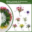 Homsunny Artificial Fake Flowers for Outdoor Spring Decoration, 12 Bundles Faux Plants Silk Daisy Bulk UV Resistant Realistic for Outside Porch Patio Balcony Planter Yard Garden Home Decor(Mixed 2)