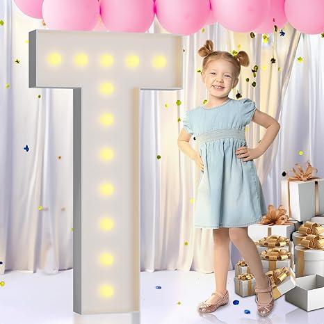 imprsv Light Up Letters, 4FT Marquee Letters for Birthday Wedding Engagement Party Decor, Large Marquee T for Party Decoration Arch Kit Decorations