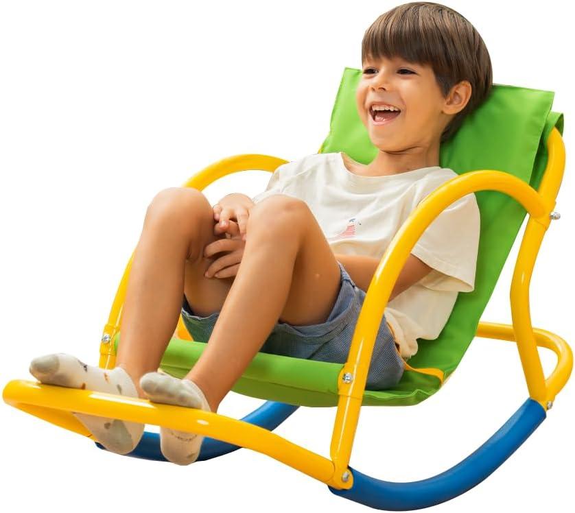 PLATPORTS Calming Sensory Rocking Chair for Kids – Balance Seat for Focus, Relaxation & Play | Indoor Outdoor Therapy Chair for Autism, ADHD & Active Kids, Medium
