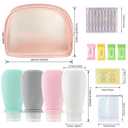 2 x 21 Pack Travel Bottles for Toiletries TSA Approved 3oz Silicone Travel Size Containers Leak Proof Refillable Squeezable Travel Essentials for Shampoo Conditioner Lotion with Pink Toiletry Bag