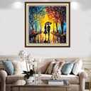 Findvoor Counted Cross Stitch Kits for Adults Full Range of Cross Stitching Embroidery Unprinted Pattern for Beginners, 11CT Needlepoint Kit Patterns Embroidery Kits-Couples Taking a Walk 18x18 inch