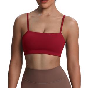 Aoxjox Women's Workout Bandeau Bras Training Fitness Running Yoga Crop Tank (Large, Rumba Red)