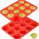 CAKETIME 12 Cups Silicone Muffin Pan - Regular Size Cupcake Pan Muffin Tin for Baking Nonstick Food Grade