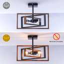Industrial Rectangle Flush Mount Ceiling Light,Rotatable Metal Frame,Rustic Retro Vintage Farmhouse Light Fixture for Dining Living Room Bedroom Passway Kitchen Hallway Entryway,Faux-Wood Color Finish