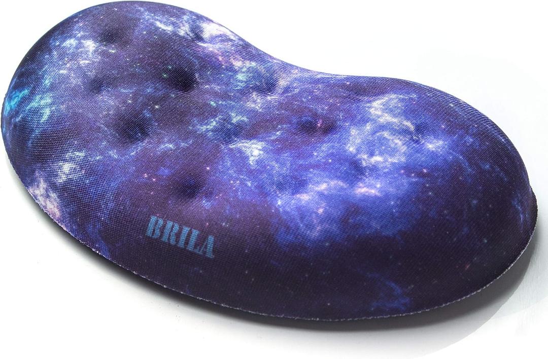 BRILA Ergonomic Memory Foam Mouse Wrist Rest Support Pad Cushion for Computer, Laptop, Office Work, PC Gaming - Massage Holes Design - Wrist Pain Relieve (Nebula Galaxy Space)