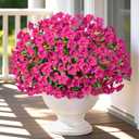 Yastouay Artificial Flowers for Outdoors, 12 Bundles Fake Outdoor Flowers, UV Resistant Artificial Petunias Fake Flowers, Purple Red Realistic Fake Plants for Porch Patio Garden Decor
