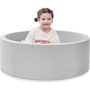 SHJADE Foam Ball Pit, 35.4"x 11.8" Ball Pits for Toddlers, Soft Round Kiddie Baby Playpen Ball Pool for Kids, Ideal Gift for Babies Indoor and Outdoor Game, Grey, (Balls not Included)