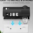 Hanging toothbrush holder and space saving toothpaste dispenser. This convenient organizer neatly stores toothbrushes and toothpaste together, ensuring safe and secure use for the whole family (Black)