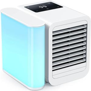 Portable Air Conditioner Cooling Fan: Evaporative Mini Air Cooler with   - USB Personal Air Cooler Desktop Ac Unit for Room Office Home (Air White)
