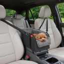BurgeonNest Center Console Small Dog Car Seat - Portable Pet Cat Puppy Booster Armrest Carseat Up to 11lbs, Anti-Collapse Comfort Car Travel with Washable Fluffy Cushion and Pillow, Grey