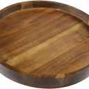 Acacia Wood Round Serving Tray, 13.8" Charcuterie Board with Rim, Decorative Centerpiece for Ottoman, Coffee Table, Couch, Kitchen Island, Round Serving Platter, 1 Pack