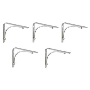 5-PACK Everbilt Shelf Bracket 6 in. x 8 in. Satin Nickel Painted Classic Arch
