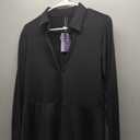 Soneven Long Sleeve Button Down Shirts for Women Loose Fit Tunic Dressy Casual Collared Blouses Peplum Business Work Tops (Large, Black)