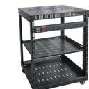 RIVECO 12U Network Rack with Reinforced Top Cover - 4 Post Floor Rack on Wheels for 19" Equipment & Stereo Gear- Including Rack Mount Power Strip & 1PCS 1U Rack Shelf