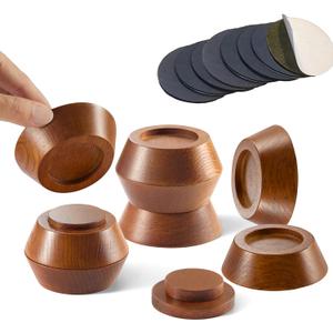 Bed Risers, Furniture Risers (Set of 8-Height 1") Can be Adjusted to 2'' 3''or 4'', Lifts Furniture Risers, Solid Natural Wood Risers, Non-Slip Recessed Hole (Light Brown Color)