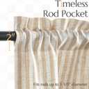 jinchan Linen Valance Curtain Striped Small Window Curtain Double Layer Light Filtering Modern Farmhouse Valance for Kitchen Living Room Bedroom 18 Inch Rod Pocket 1 Panel Taupe on Beige