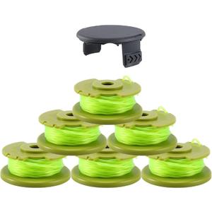 A ANLEOLIFE .080 in Twisted Line Spool #AC80RL3 for RYOBI Cordless Auto-Feed String Trimmers 18v 24v and 40v, Replacement Model,11ft-Long (6 Spools & 1 Cap)