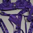 Kaei&Shi Strappy Harness, All Adjustable, Underwire Racerback, 4pc Garter Set, Size L