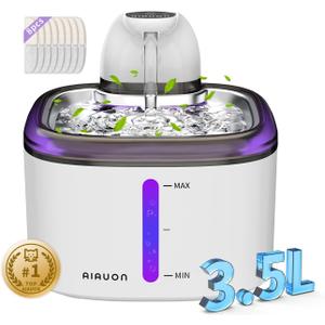 Cat Water Fountain Cordless 118oz/3.5L Wireless & Battery Operated Pet Water Fountain for Indoor Cats, Stainless Steel Tray with Sensor & Timer Modes, Ultra-Quiet, BPA-Free & Easy-to-Clean