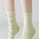 5 Pairs Women's Mid Calf Yoga Socks Non Slip Five Toe Medium Cushion Cotton, Dot Rubber Sole for Pilates, Dance, Barre, Gym Girl's Barefoot Soft Boot Socks