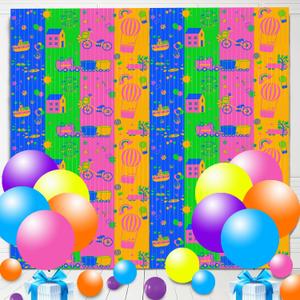 29Pcs Cute Pink pig Party Decorations,Rainbow color 3.3x6.6ft Tinsel Foil Fringe Curtains Banners and Multicolour Balloons for Cartoon Theme Birthday Decorations Boys and Girls Party Supplies